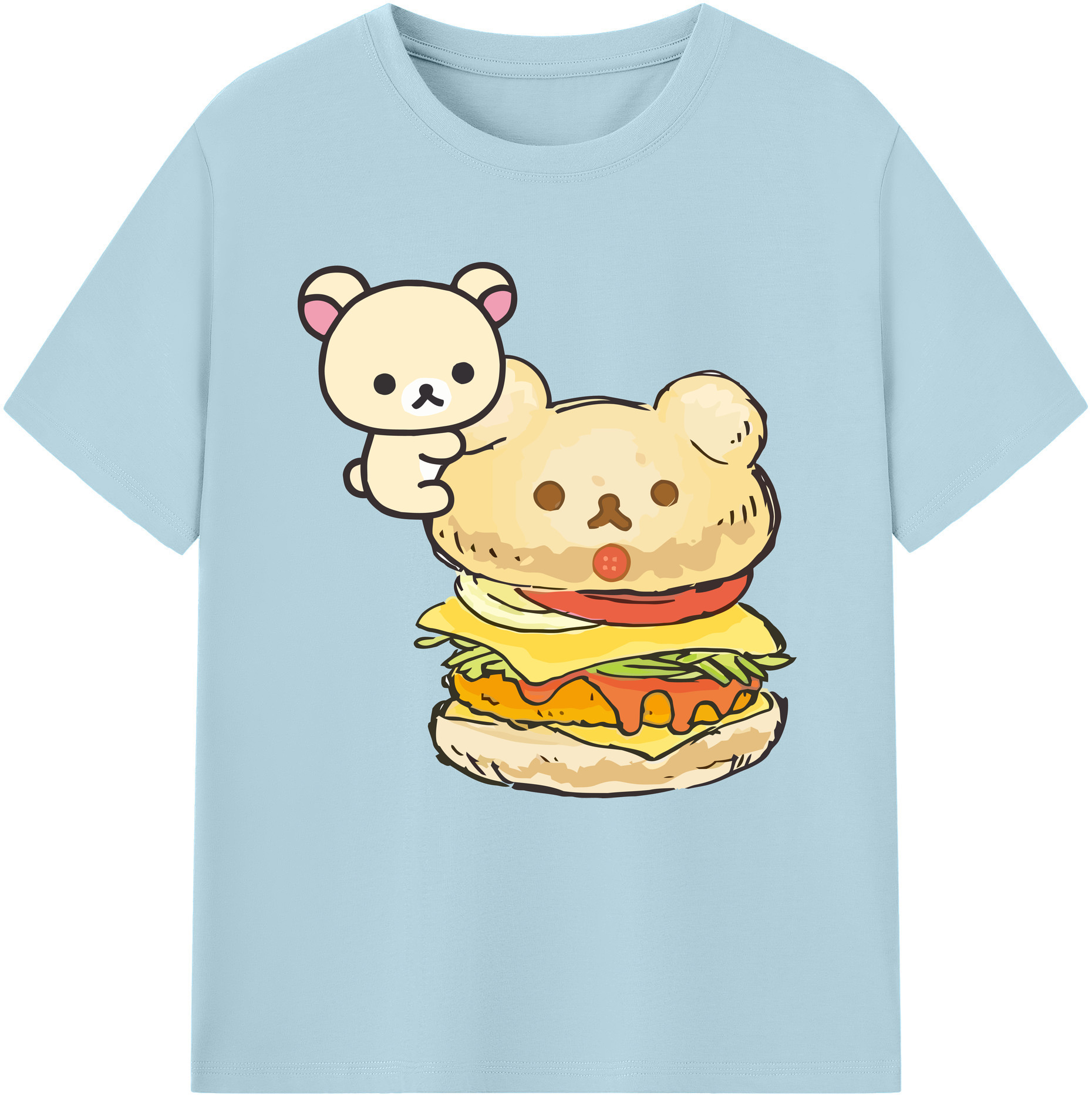 （画像用） リラックマ リラックマ キイロイトリ Rilakkuma Korilakkuma Kiiroitori 綿100％半袖Tシャツ（フロントプリント）